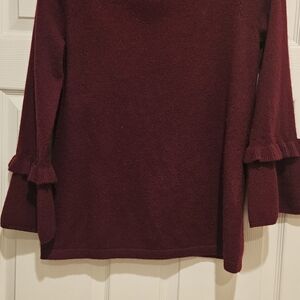 Charter Club Burgundy Sweater with Ruffle Sleeves